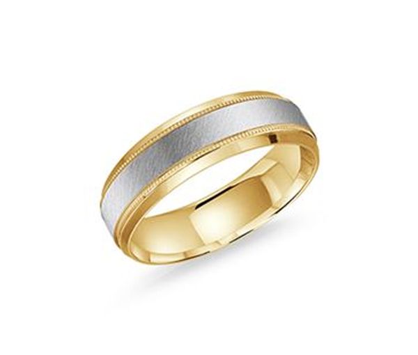 JONC HOMME 10K 2T 6MM SATINÉ